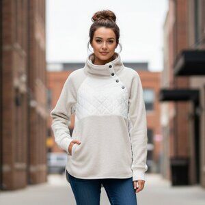 Abercrombie & Fitch Asymmetrical Snap Sherpa Fleece Jacket - Size XS